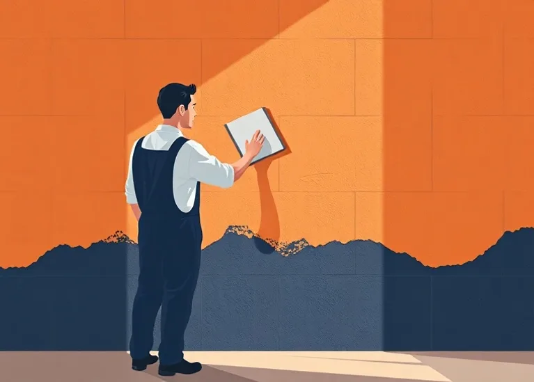 Application d'un enduit décoratif à la lisseuse sur un mur
